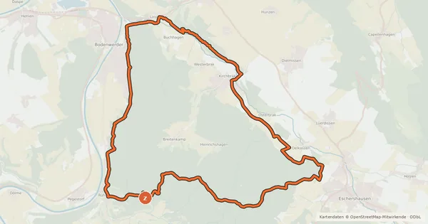 Kartenübersicht der Radroute Naturpark Solling-Vogler, Tour 1