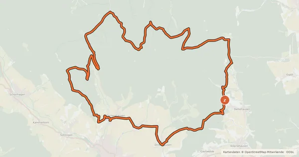 Kartenübersicht der Radroute Naturpark Solling-Vogler, Tour 12