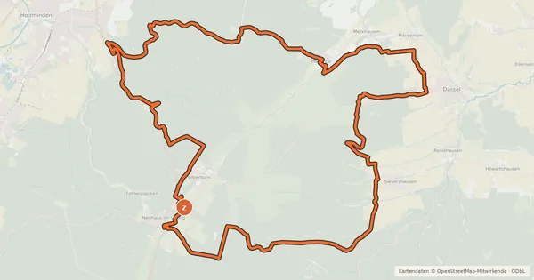 Kartenübersicht der Radroute Naturpark Solling-Vogler, Tour 7