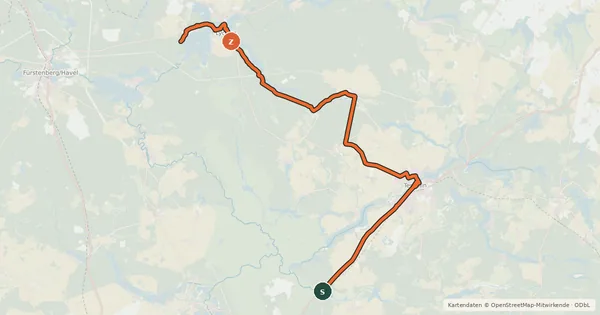Kartenübersicht der Radroute Naturpark Tour Süd "Rund um die kleine Schorfheide"