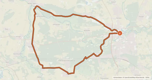 Kartenübersicht der Radroute Naturschätze