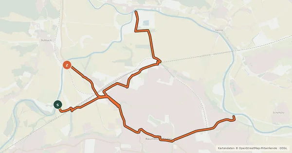 Kartenübersicht der Radroute Naumburg-Saaleradweg Verbinder