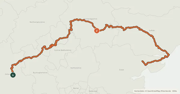 Kartenübersicht der Radroute NCN 51
