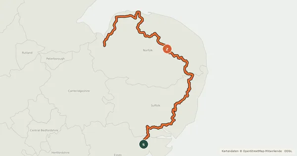 Kartenübersicht der Radroute NCN National Route 1