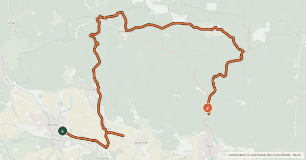 Kartenübersicht der Radroute NDH 1 (Dreiländer-Tour)