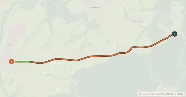 Kartenübersicht der Radroute Neuhaus (38) - Udenbreth (78)