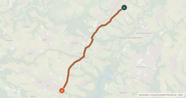 Kartenübersicht der Radroute Neunkirchen-Seelscheid Seelscheid (40) - Lohmar Hochhausen (41)