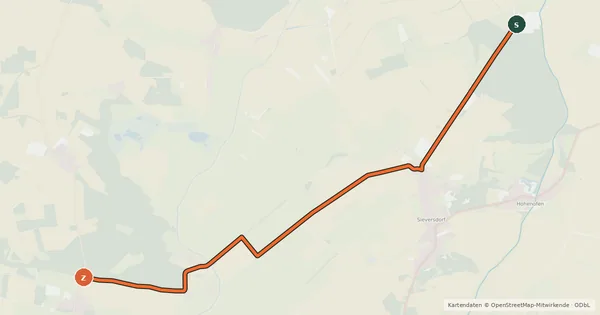Kartenübersicht der Radroute Neustadt (63) - Rhinow (77)