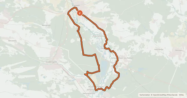Kartenübersicht der Radroute NEW 18 - Freizeitsee-Runde