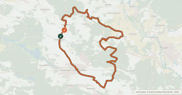 Kartenübersicht der Radroute NEW 22 - Vom Netzaberg zum Barbaraberg
