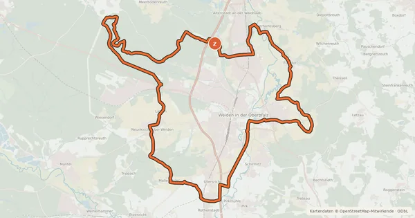 Kartenübersicht der Radroute NEW R 17 - Radweg rund um Weiden i.d.Opf.