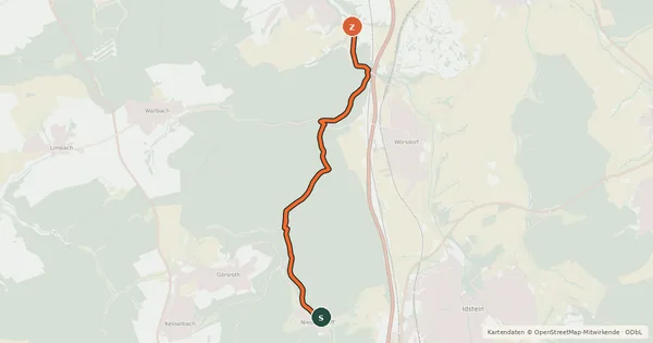 Kartenübersicht der Radroute Niederauroff - Wallrabenstein