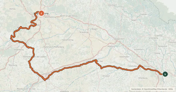 Kartenübersicht der Radroute Niederbayerntour