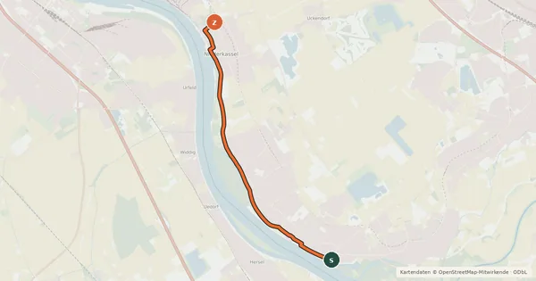 Kartenübersicht der Radroute Niederkassel (15) - Niederkassel (19)