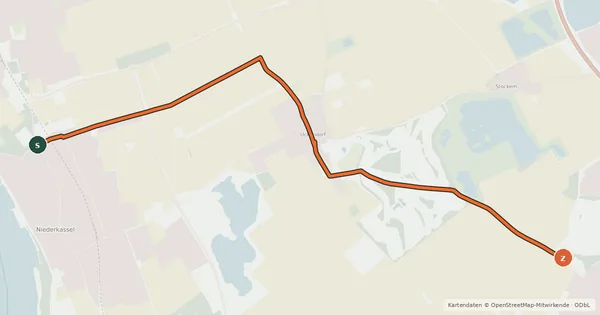 Kartenübersicht der Radroute Niederkassel (19) - Troisdorf Kriegsdorf (22)