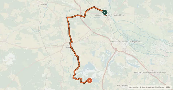 Kartenübersicht der Radroute Niederlausitz-Spreewald-Radweg