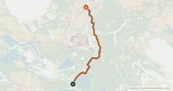 Kartenübersicht der Radroute Niederlausitzer Bergbautour (Verbindung Spremberg - Scheibesee)