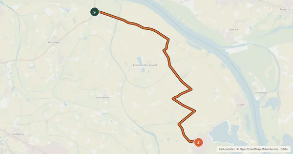 Kartenübersicht der Radroute NiederRheinroute-V002