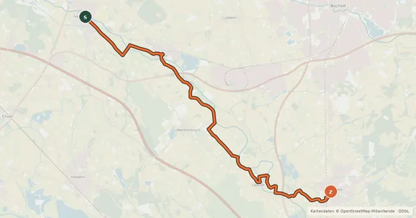 Kartenübersicht der Radroute NiederRheinroute-V006