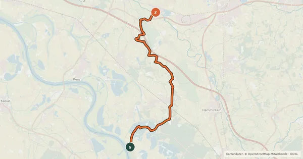 Kartenübersicht der Radroute NiederRheinroute-V007