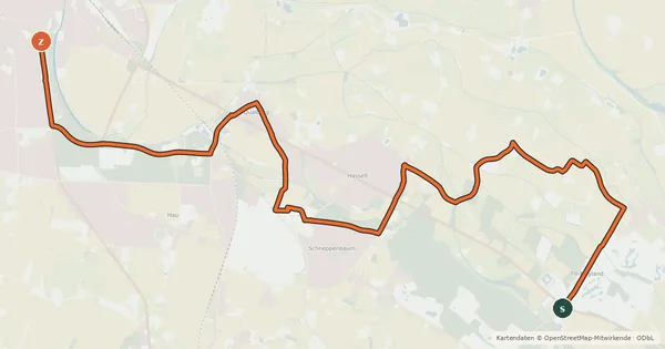 Kartenübersicht der Radroute NiederRheinroute-V012