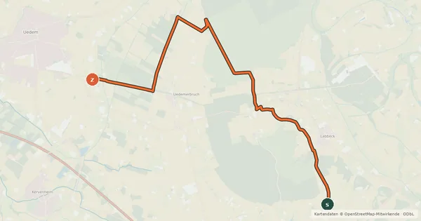 Kartenübersicht der Radroute NiederRheinroute-V018