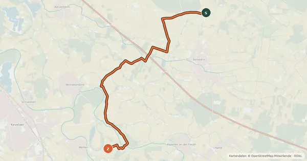 Kartenübersicht der Radroute NiederRheinroute-V019