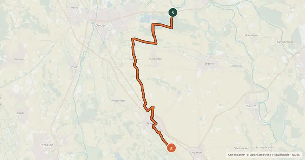 Kartenübersicht der Radroute NiederRheinroute-V022