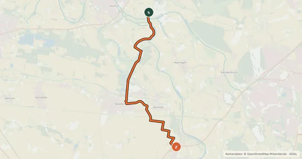 Kartenübersicht der Radroute NiederRheinroute-V023