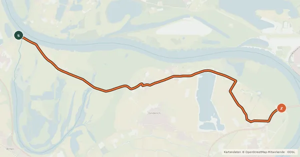Kartenübersicht der Radroute NiederRheinroute-V027
