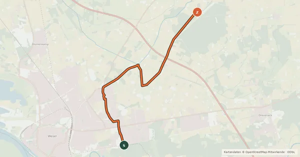 Kartenübersicht der Radroute NiederRheinroute-V030