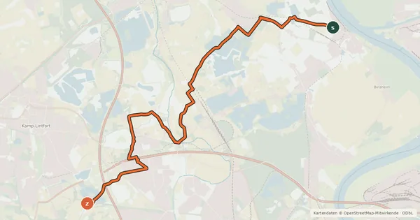 Kartenübersicht der Radroute NiederRheinroute-V043