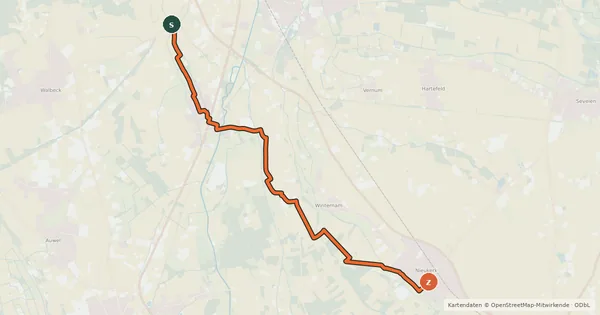 Kartenübersicht der Radroute NiederRheinroute-V045