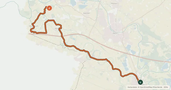 Kartenübersicht der Radroute NiederRheinroute-V046
