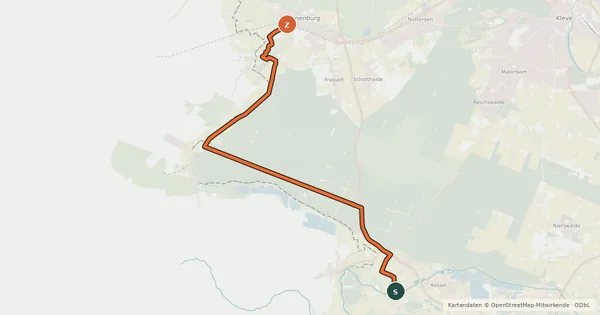 Kartenübersicht der Radroute NiederRheinroute-V048