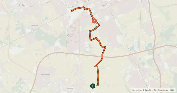 Kartenübersicht der Radroute NiederRheinroute-V054