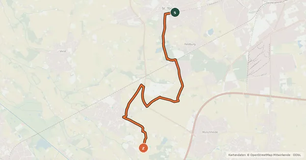 Kartenübersicht der Radroute NiederRheinroute-V055