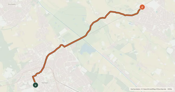 Kartenübersicht der Radroute NiederRheinroute-V058
