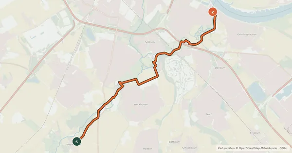 Kartenübersicht der Radroute NiederRheinroute-V064