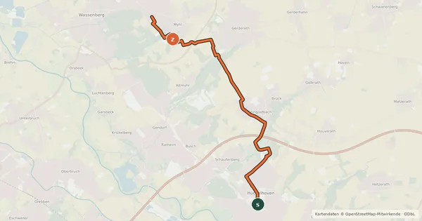 Kartenübersicht der Radroute NiederRheinroute-V077