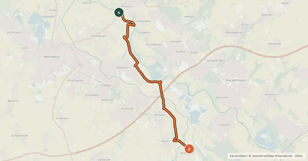 Kartenübersicht der Radroute NiederRheinroute-V079