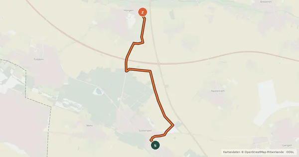 Kartenübersicht der Radroute NiederRheinroute-V086