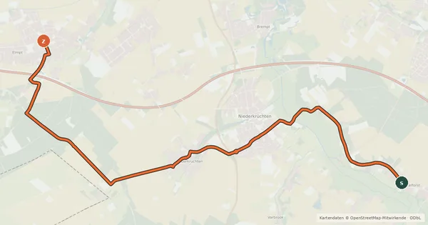 Kartenübersicht der Radroute NiederRheinroute-V089