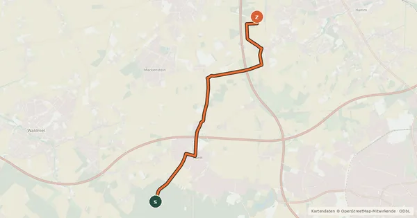 Kartenübersicht der Radroute NiederRheinroute-V091