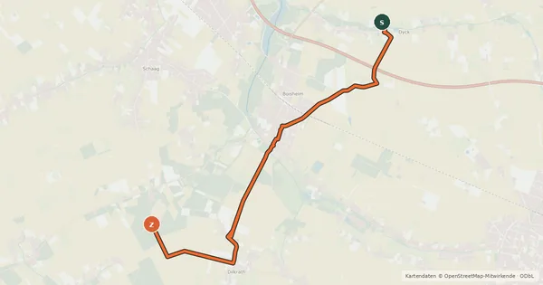 Kartenübersicht der Radroute NiederRheinroute-V095