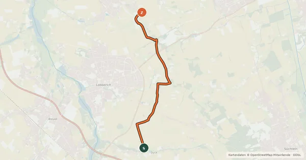 Kartenübersicht der Radroute NiederRheinroute-V096