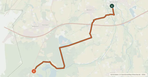 Kartenübersicht der Radroute NiederRheinroute-V099