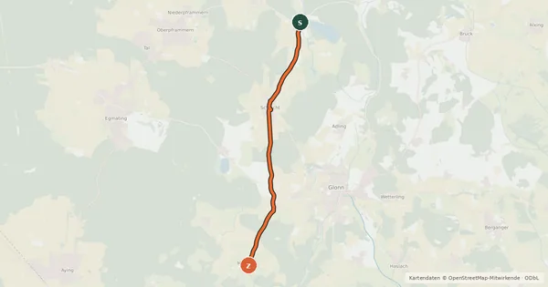 Kartenübersicht der Radroute Niederseeon - Münster