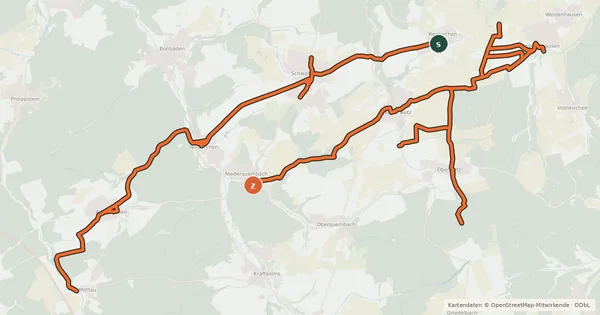 Kartenübersicht der Radroute Niederwetz - Oberwetz - Altenkirchen - Möttau