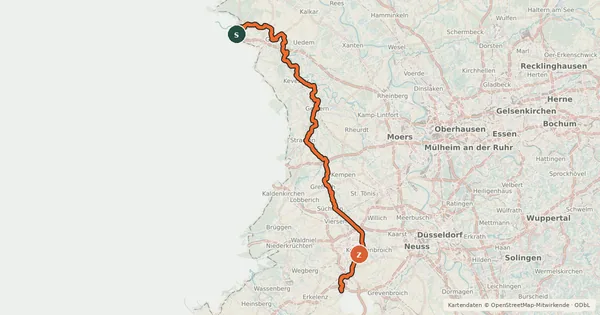 Kartenübersicht der Radroute Niers-Radwanderweg